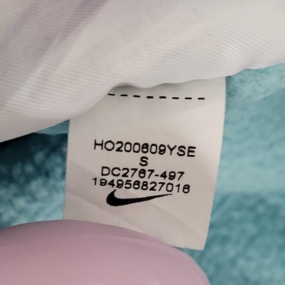 NIKE Swoosh All-Over-Print Hoodie Small 21x24 Blue Baggy Crop - Picture 8 of 15